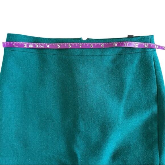 J. Crew pencil Skirt 100% wool Women's size 00 Green Holiday Academia Corpcore - Picture 7 of 8